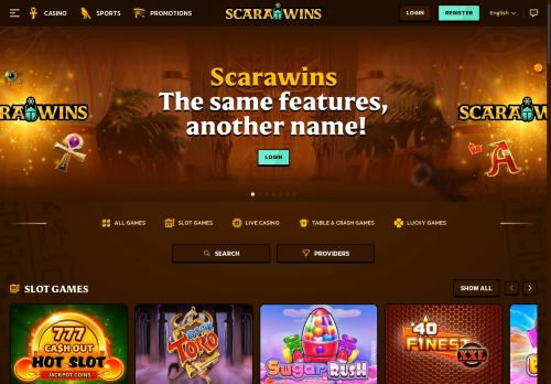 Scarawins Casino desktop screenshot