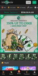 Sirwin Casino mobile screenshot