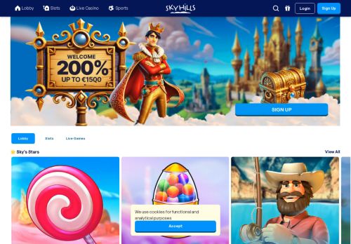SkyHills Casino desktop screenshot