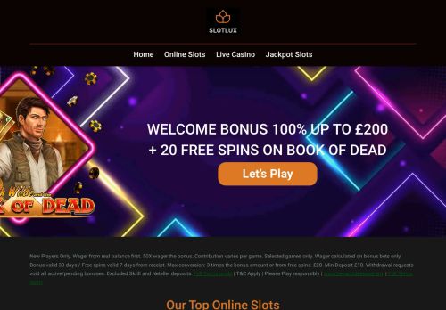 Slotlux Casino desktop screenshot