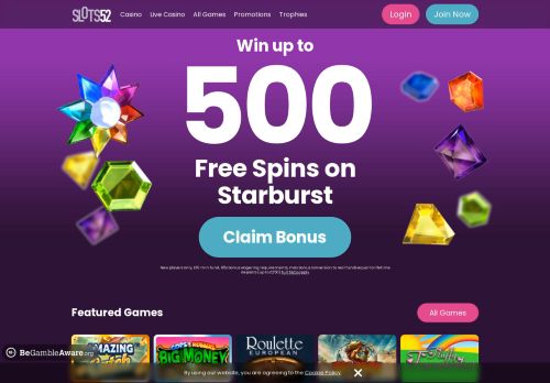 Slots52 desktop screenshot