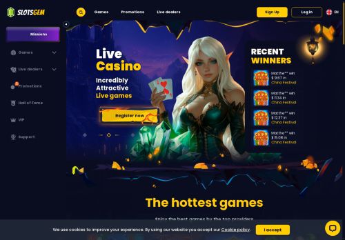SlotsGem Casino desktop screenshot