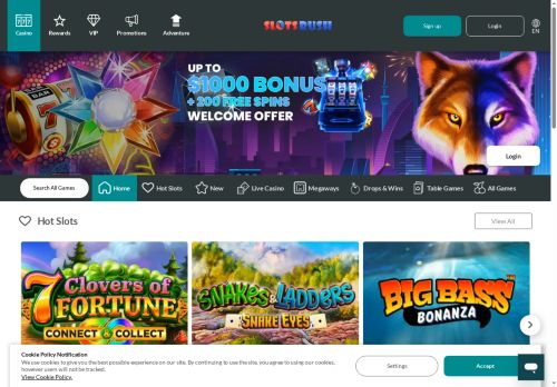 SlotsRush Casino desktop screenshot
