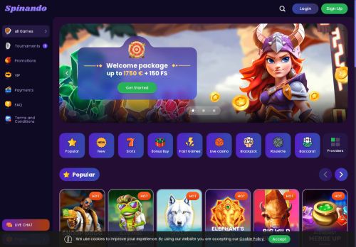 Spinando Casino desktop screenshot