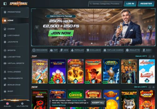 Spinational Casino desktop screenshot