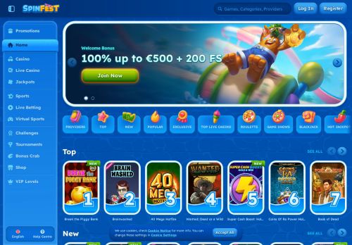 Spinfest Casino  desktop screenshot