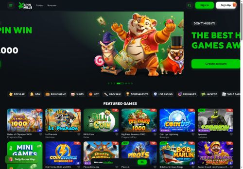 Spinmills Casino desktop screenshot