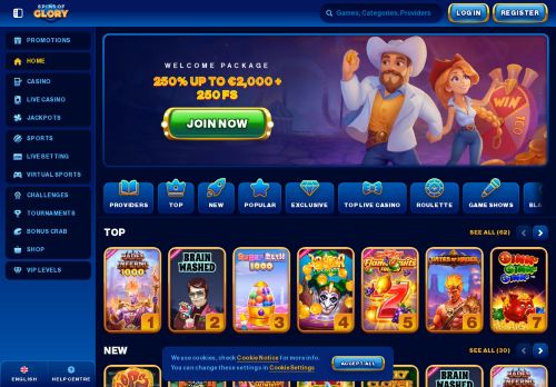 SpinsOfGlory Casino desktop screenshot