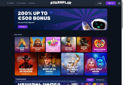 StarsPlay Casino desktop screenshot