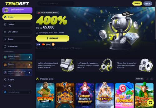 Tenobet Casino desktop screenshot