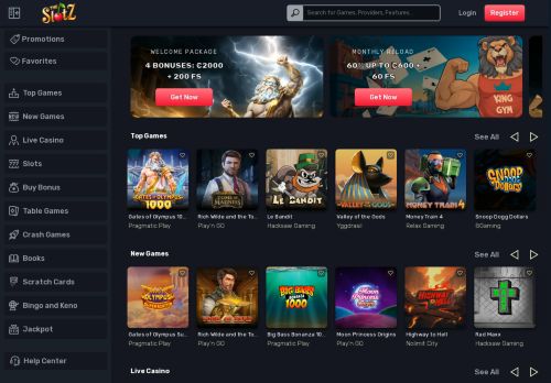 TheSlotz Casino desktop screenshot