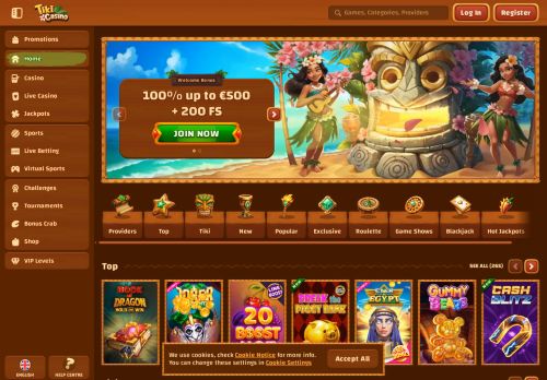 Tiki Casino desktop screenshot