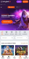 Tonybet Casino mobile screenshot