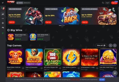 Turbowinz Casino desktop screenshot
