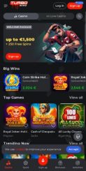 Turbowinz Casino mobile screenshot