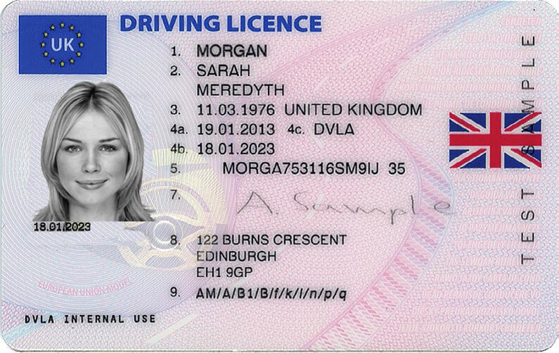 Example of a uk drivers license and how to capture all objects to complete a ID KYC