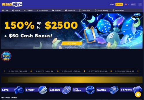 VegasNova Casino desktop screenshot