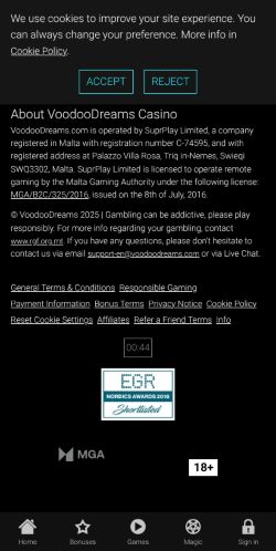 VoodooDreams Casino mobile screenshot