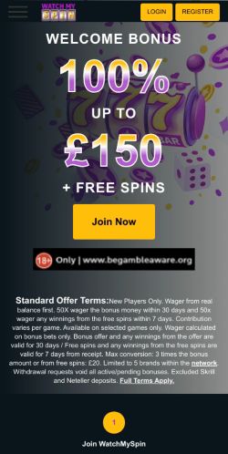 WatchMySpin Casino mobile screenshot