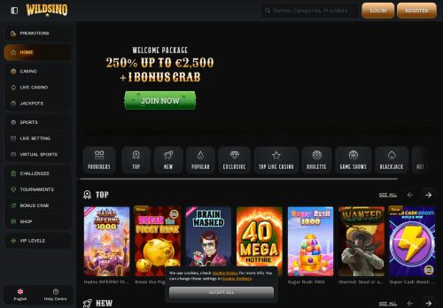 Wildsino Casino desktop screenshot