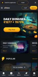 WinHero Casino mobile screenshot
