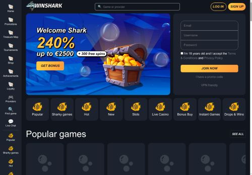 Winshark Casino desktop screenshot