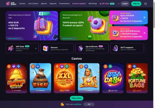 Winspirit Casino desktop screenshot