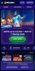 WishWin Casino mobile screenshot