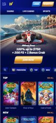 wonaco casino screenshot HP mobile