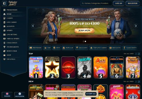 WonderLuck Casino desktop screenshot