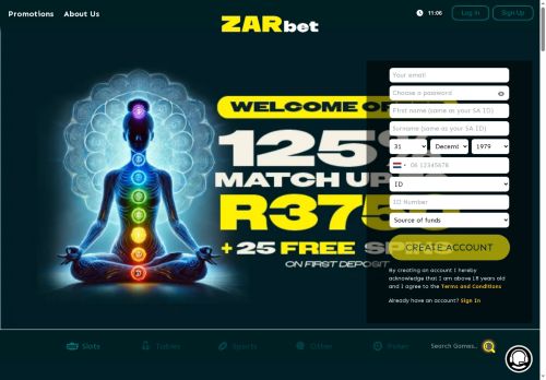 ZarBet Casino desktop screenshot